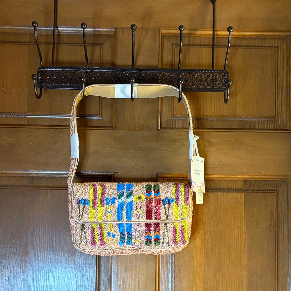 NWT Handcrafted in India Colorful Beaded Ski Shoulder Bag
